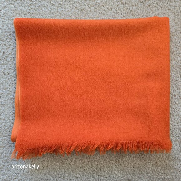 NWOT Talbots Wool Cashmere Gradient Ombre Orange Scarf Lightweight - Picture 6 of 6
